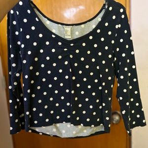 Long sleeve dark blue/white crop top
